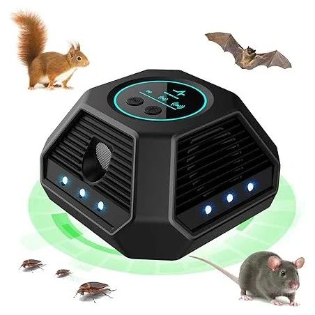 Pest Reject Pro - Dissuasore Ultrasuoni per Topi e Ratti (Copertura 360°)
