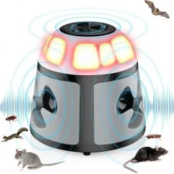 Repellente Ultrasuoni per Topi con Luce LED - Sistema 360° Potenziato - ultrasuoni topi con led