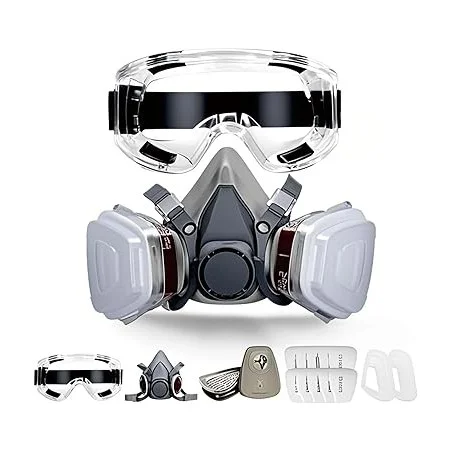 Maschera Antigas con Occhiali Protettivi - Kit Sicurezza Lavoro