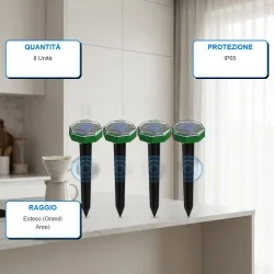 Repellente Ultrasuoni Solare Topi e Talpe Maxi Pack 8 Pezzi IP65